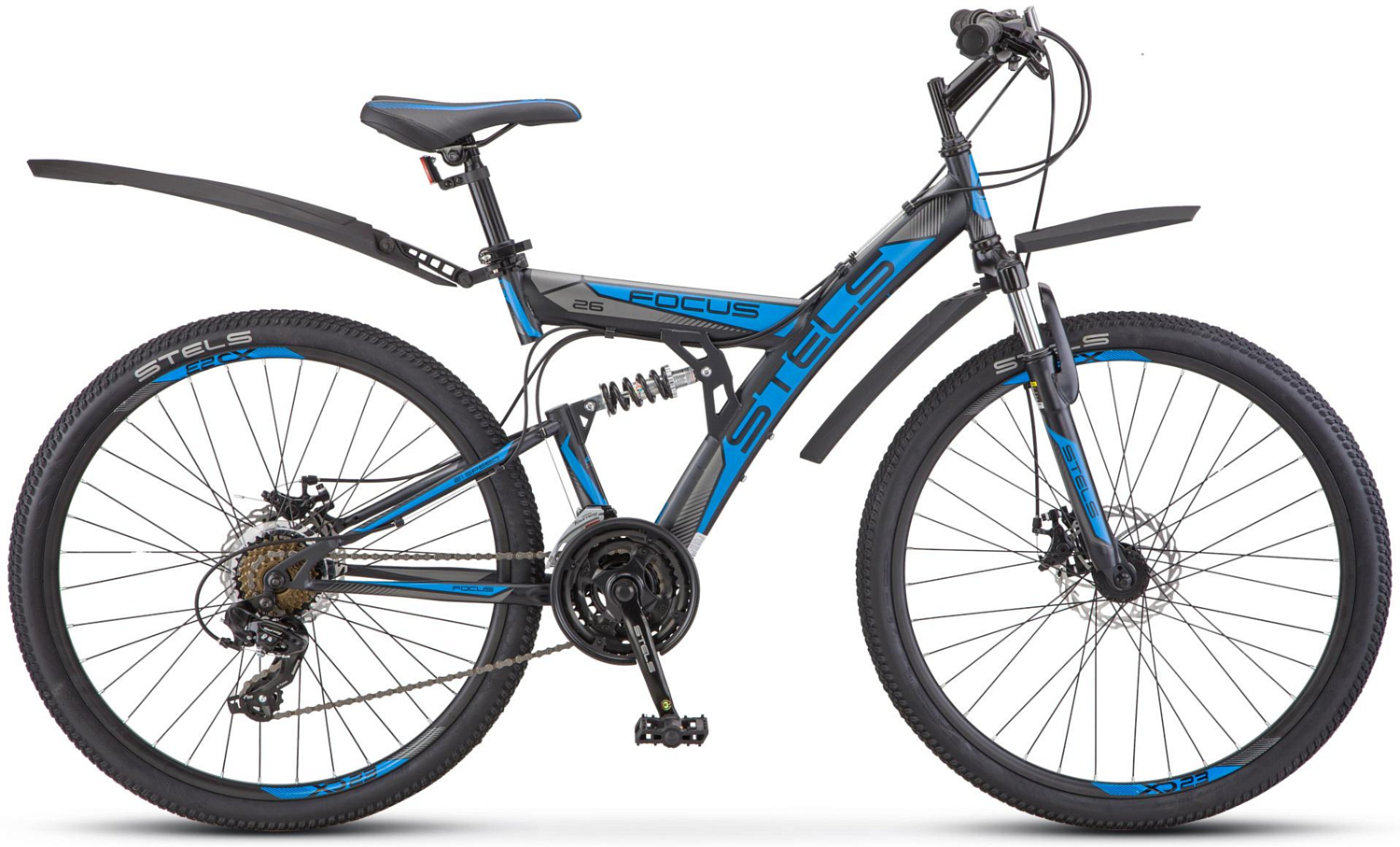 Велосипед Stels Focus MD 26 21-sp V010 2019 Чёрный/Синий