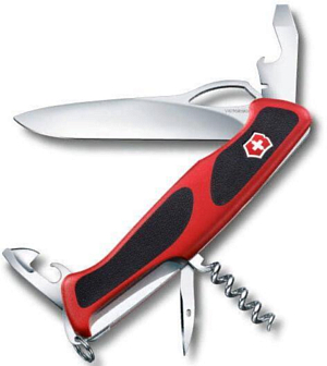 Нож Victorinox RangerGrip 61, 130 мм, 11 функций, с фиксатором лезвия Красный/Черный