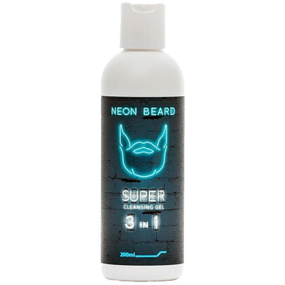 NEON BEARD Супер очищающий гель 3 в 1 &quot;Blue Neon&quot; c  эфирными маслами и инулином, 200 мл