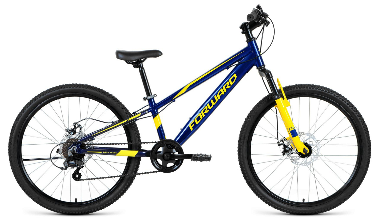 Велосипед Forward Rise 24 2.0 Disc 2021 Темно-Синий/Желтый