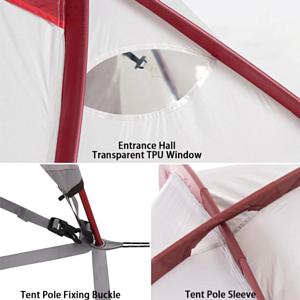 Палатка Naturehike Hiby One Big Bedroom 2-3 Man Tent 20D Grey/Red