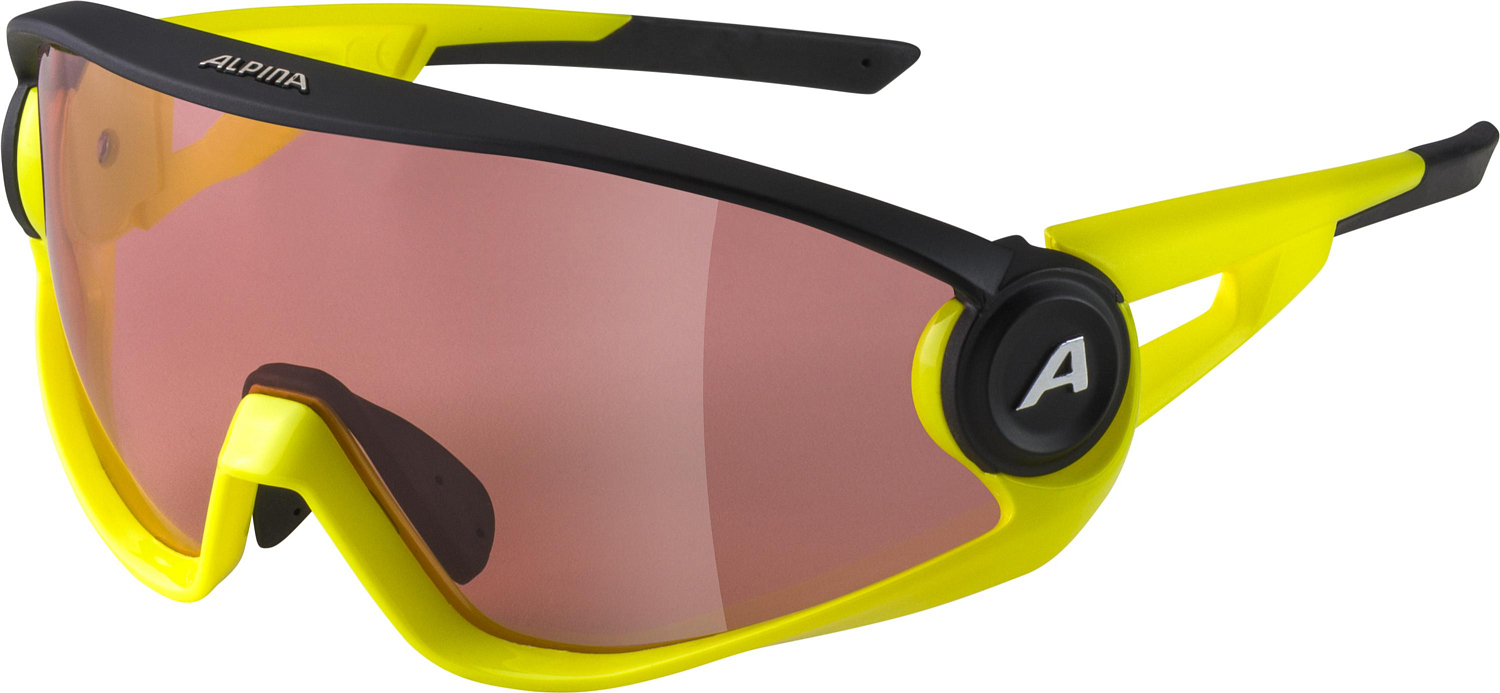 Очки солнцезащитные ALPINA 5W1Ng Q Black Neon Yellow Matt/Quattroflex yellow mirror Cat.3 hydrophobic