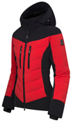 (*) Куртка горнолыжная с воротником Descente 2020-21 Chloe+Natural fur Electric red+Beige fur