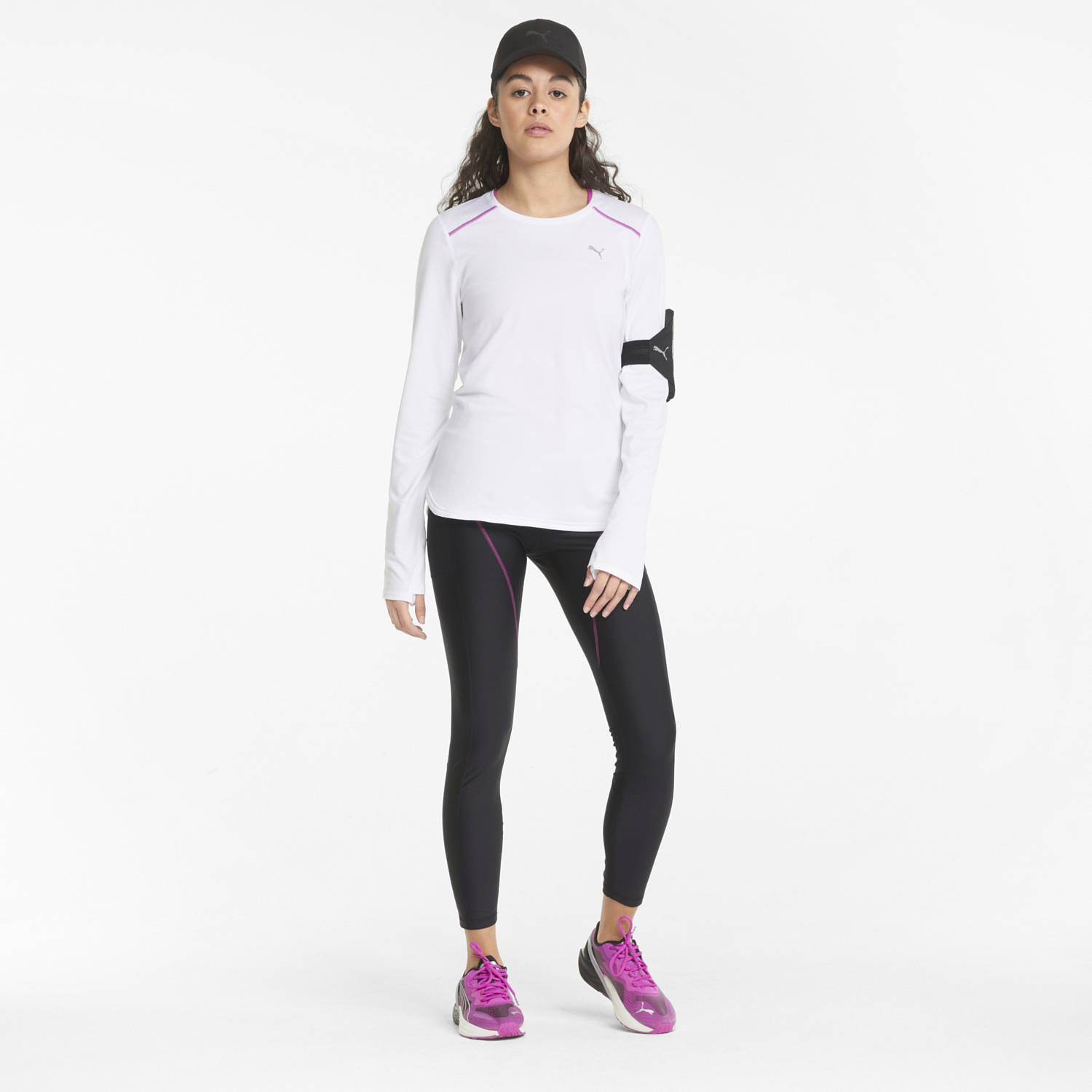 Тайтсы беговые Puma Run Marathon HW FL Black/Grape Wine