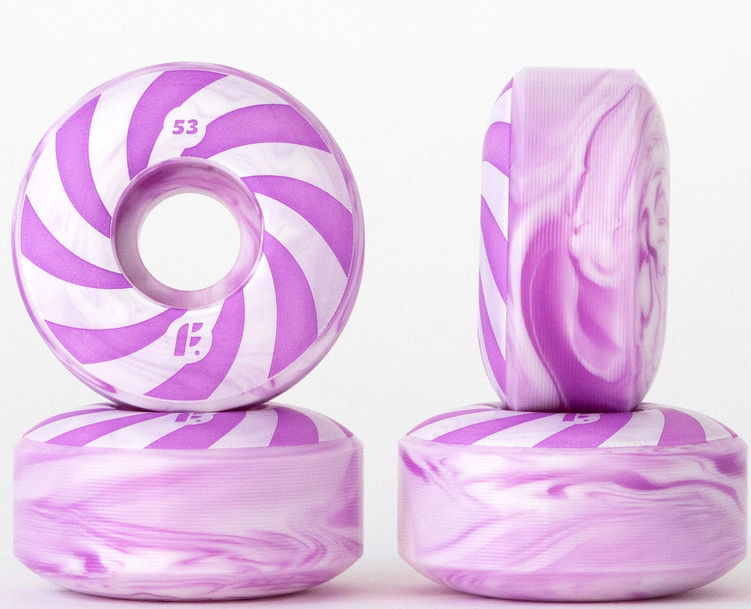Колеса (4 штуки) для скейтборда Footwork 2022 Swirl 53mm 99A (Round Shape) Purple
