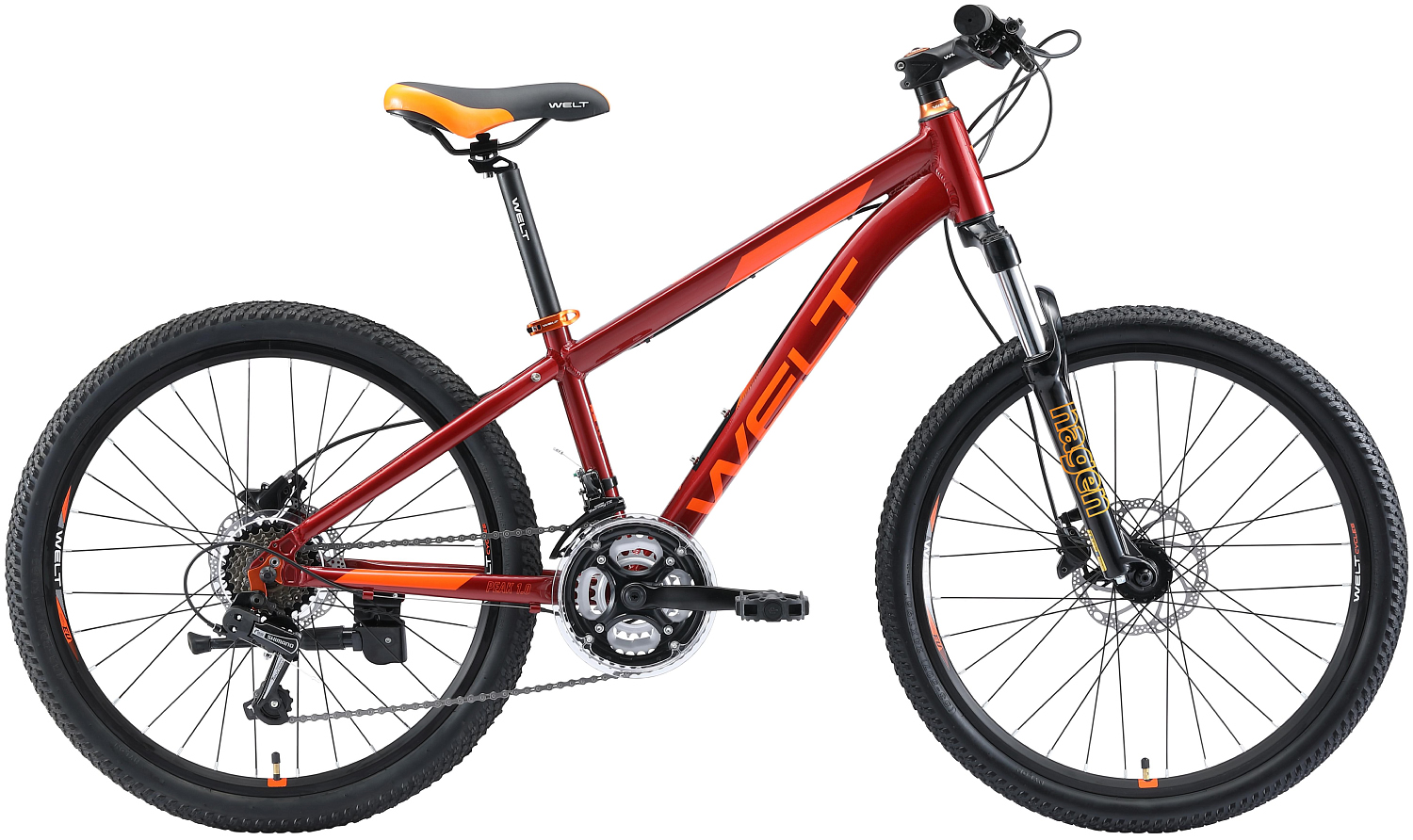 Велосипед Welt Peak 24 1.0 HD 2020 Matt Dark Red/Orange