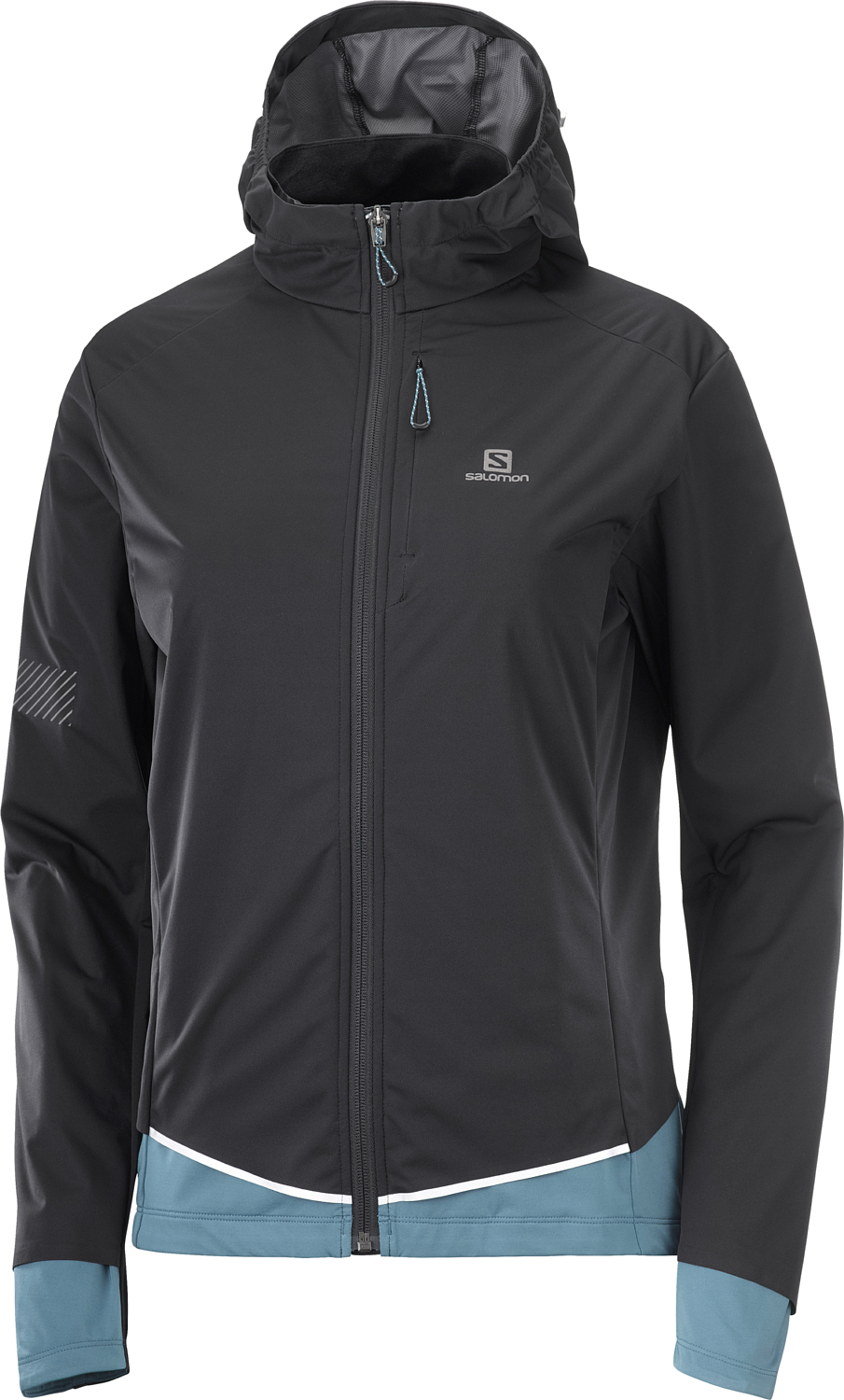 Куртка беговая SALOMON Light Shell Jkt W Black/Mallard Blue