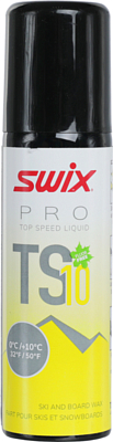 Высокофтористый парафин скольжения жидкий SWIX TS10 жидкий парафин+2°C/+10°C 50 гр Yellow