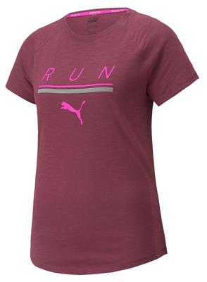 Puma Run 5K Logo Shorts Sleeve W Grape Wine
