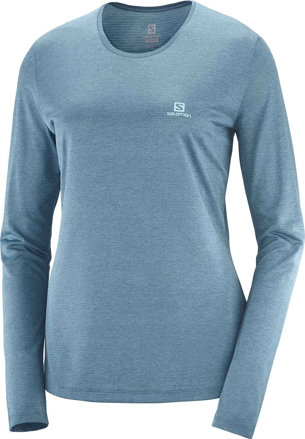 Футболка с длинным рукавом беговая SALOMON Agile Long Sleeve Tee W Mallard Blue/Storm Blue/Heather