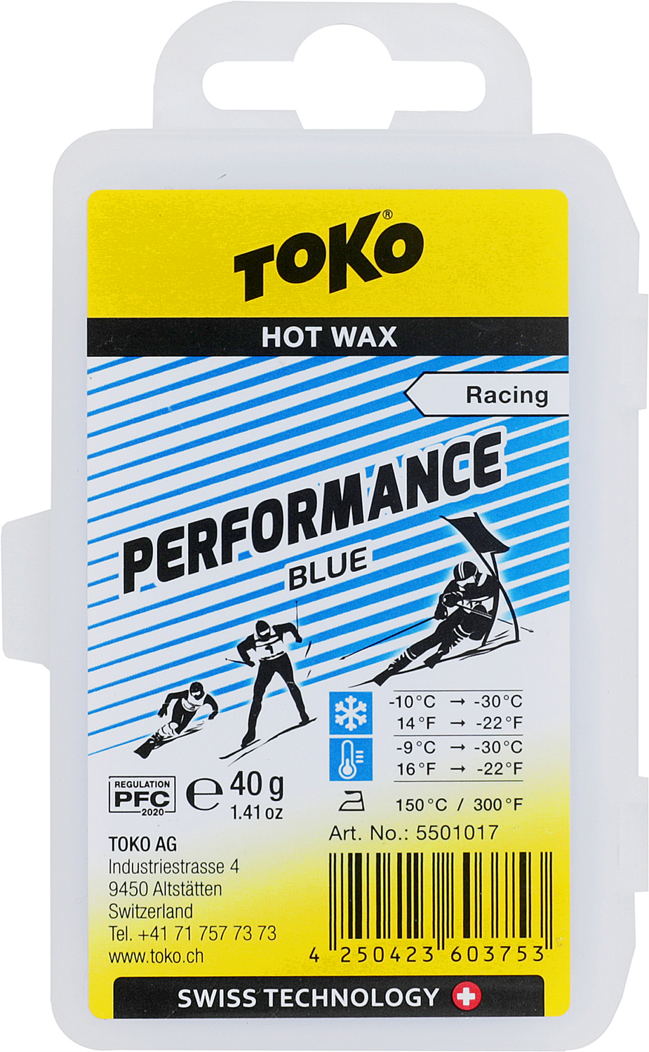Низкофтористый парафин скольжения твердый TOKO Performance blue 40 g Blue
