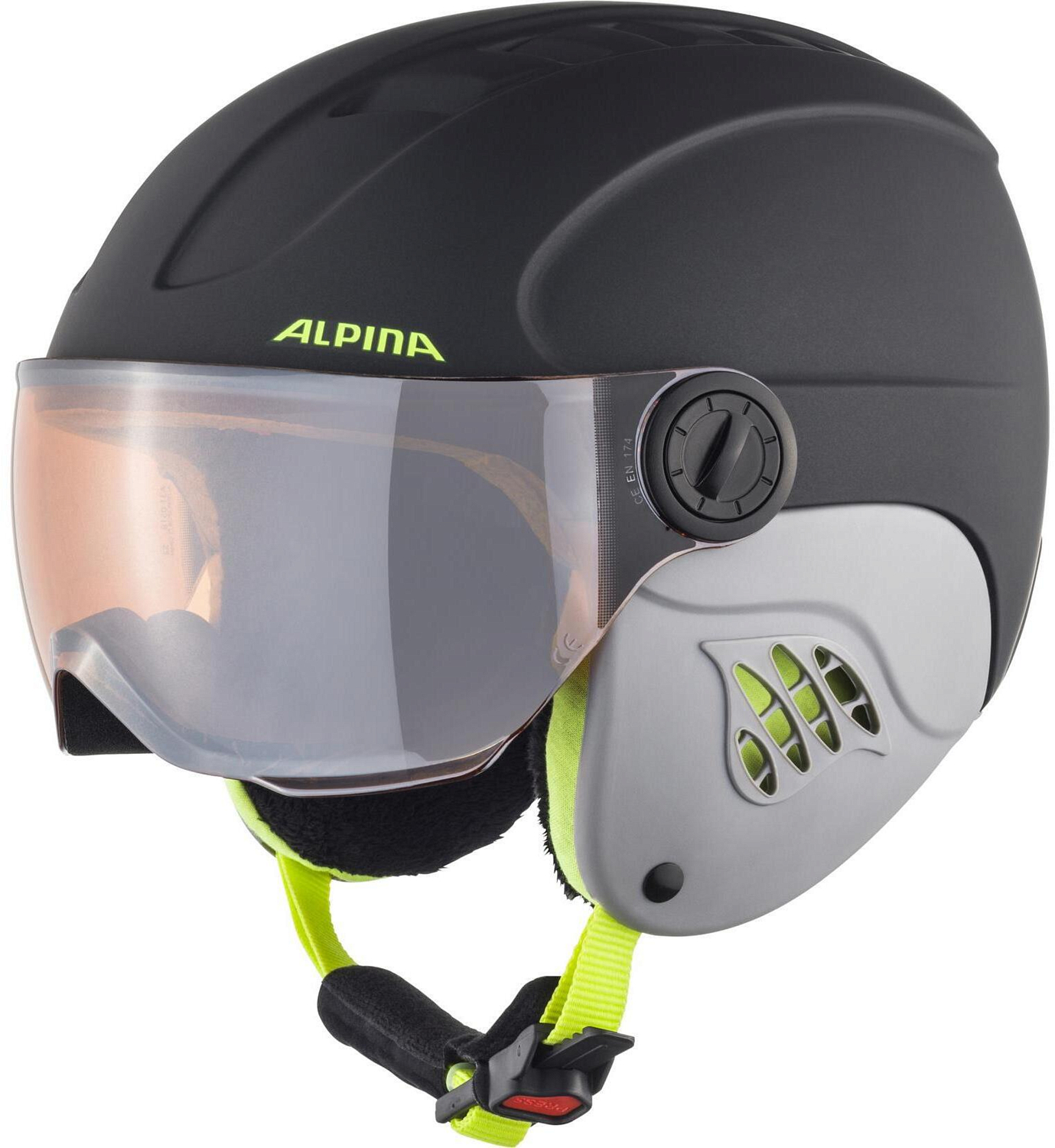 Зимний шлем с визором Alpina 2019-20 Carat LE Visor HM Charcoal/Neon Matt