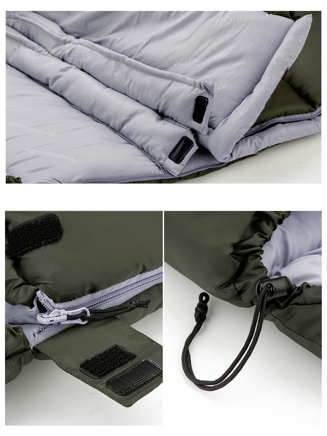 Спальник Naturehike U series envelope sleeping bag with hood U150 Army Green
