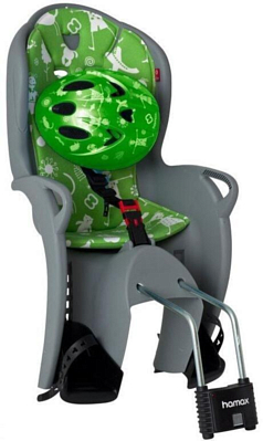 Детское велокресло Hamax Kiss Safety Package & Helmet Medium Grey/Green