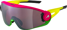 Очки горнолыжные Alpina 2022 5W1Ng Q Pink-Green-Yellow Matt Quattroflex silver mirror Cat.3 hydrophobic